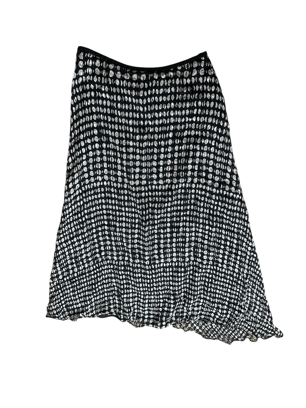 Theory Side Drape Midi Skirt Silk Blend Black Polka Dot Minimalist Office